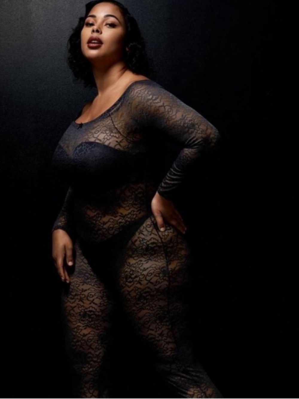 Betsey Johnson x Torrid Black Sheer Lace Off Shoulder Catsuit Size XL